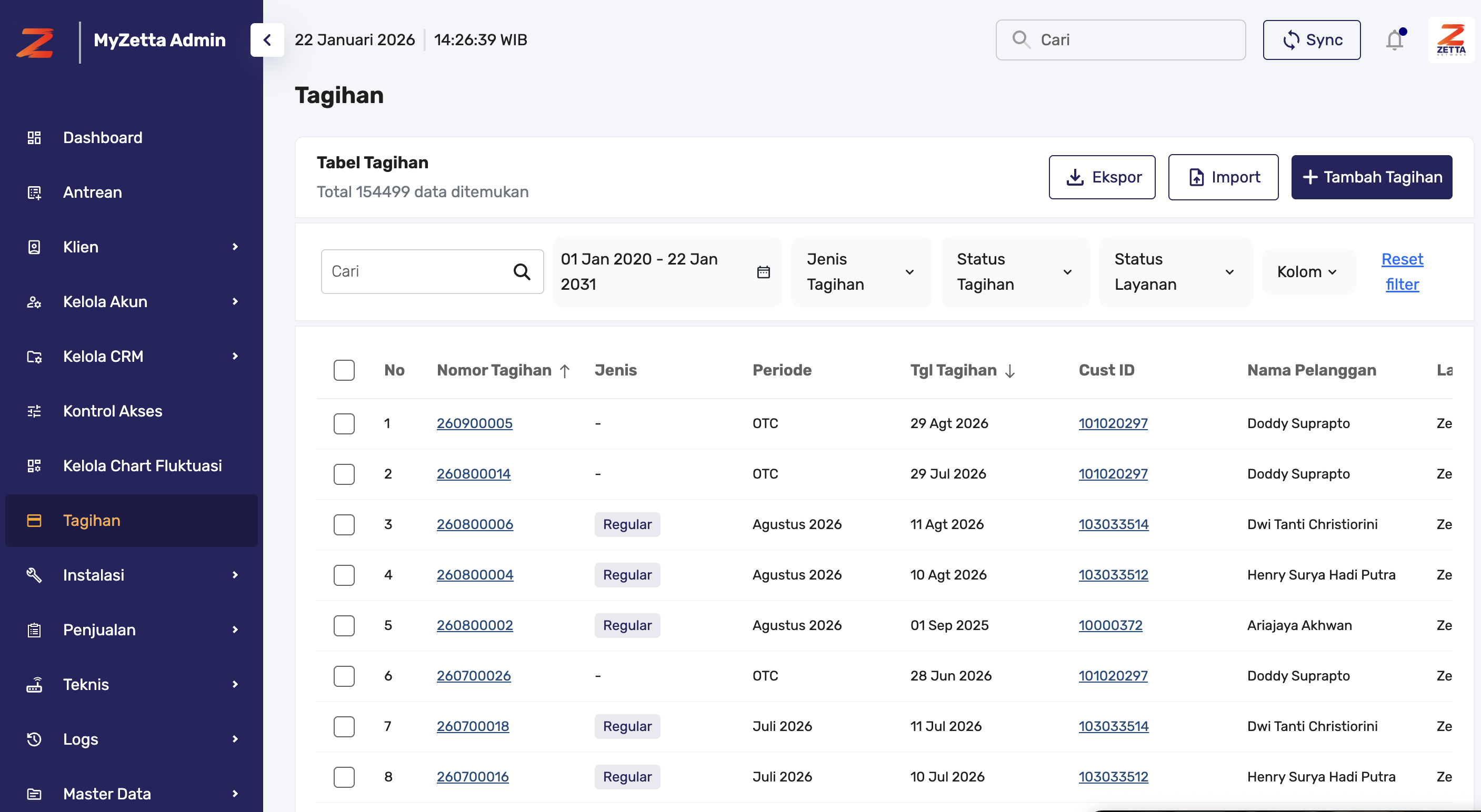 MyZetta Backoffice (ISP Admin Dashboard)