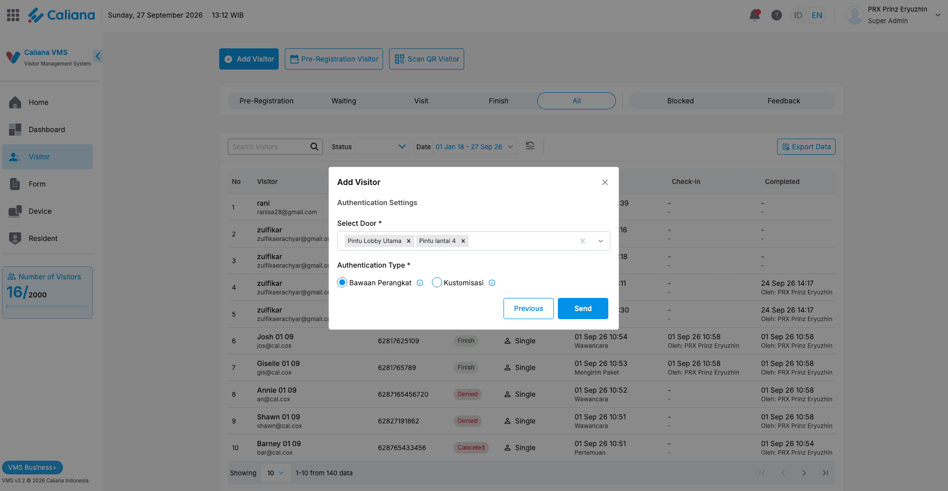 Caliana VMS Backoffice (Visitor Management System Revamp) preview 4