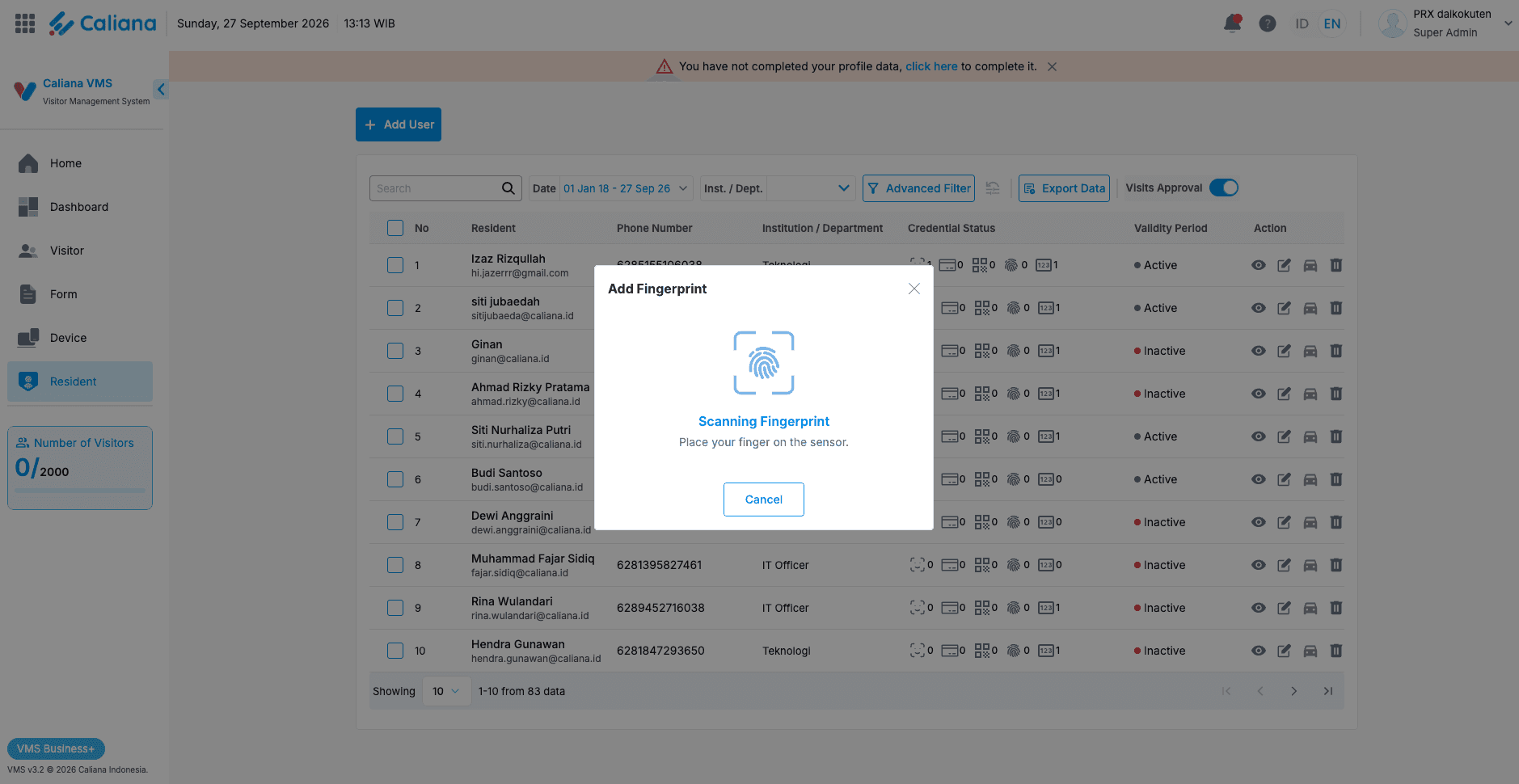 Caliana VMS Backoffice (Visitor Management System Revamp) preview 7