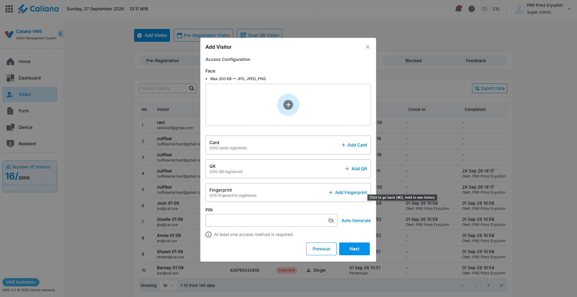 Caliana VMS Backoffice (Visitor Management System Revamp) preview 3