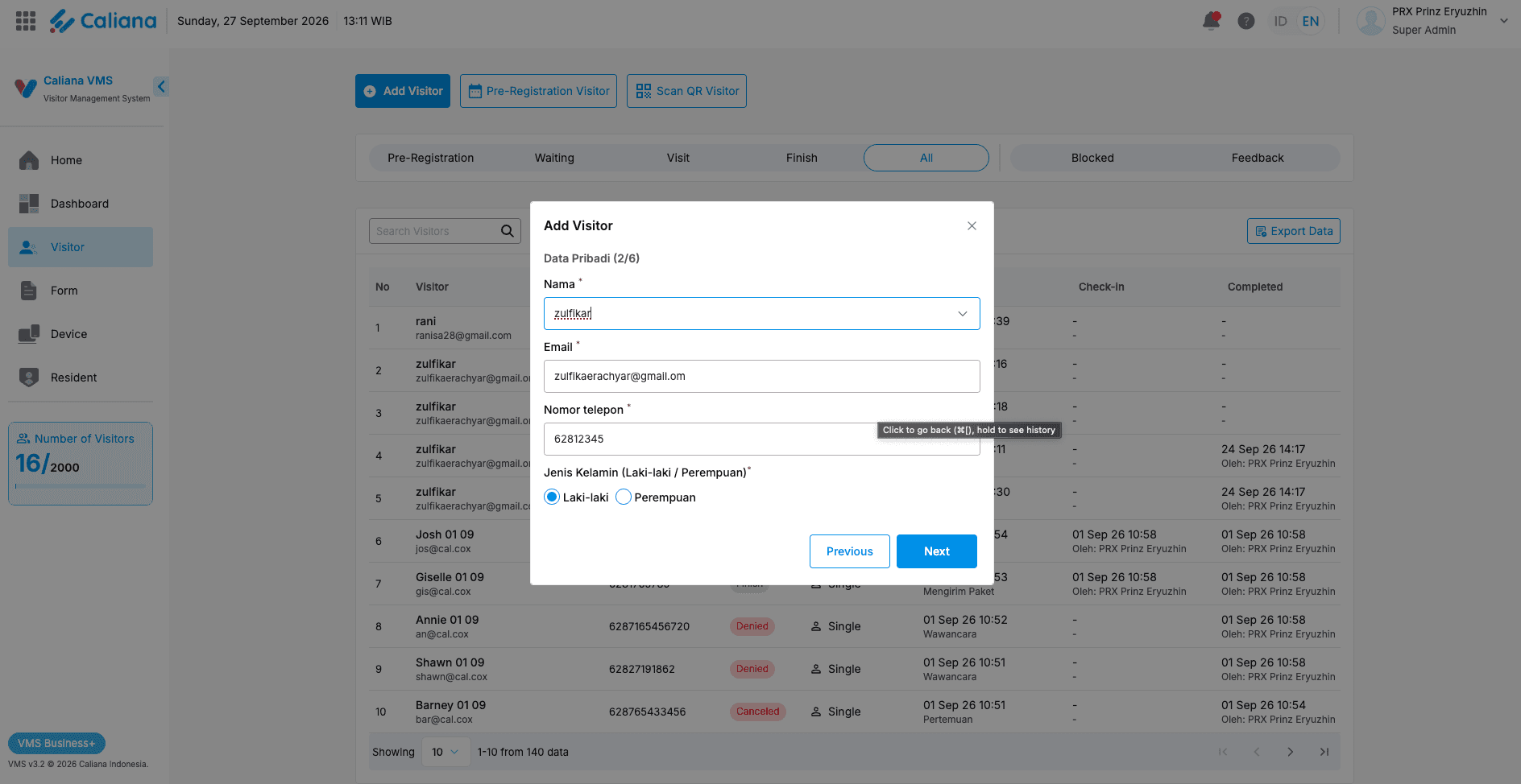 Caliana VMS Backoffice (Visitor Management System Revamp) preview 2