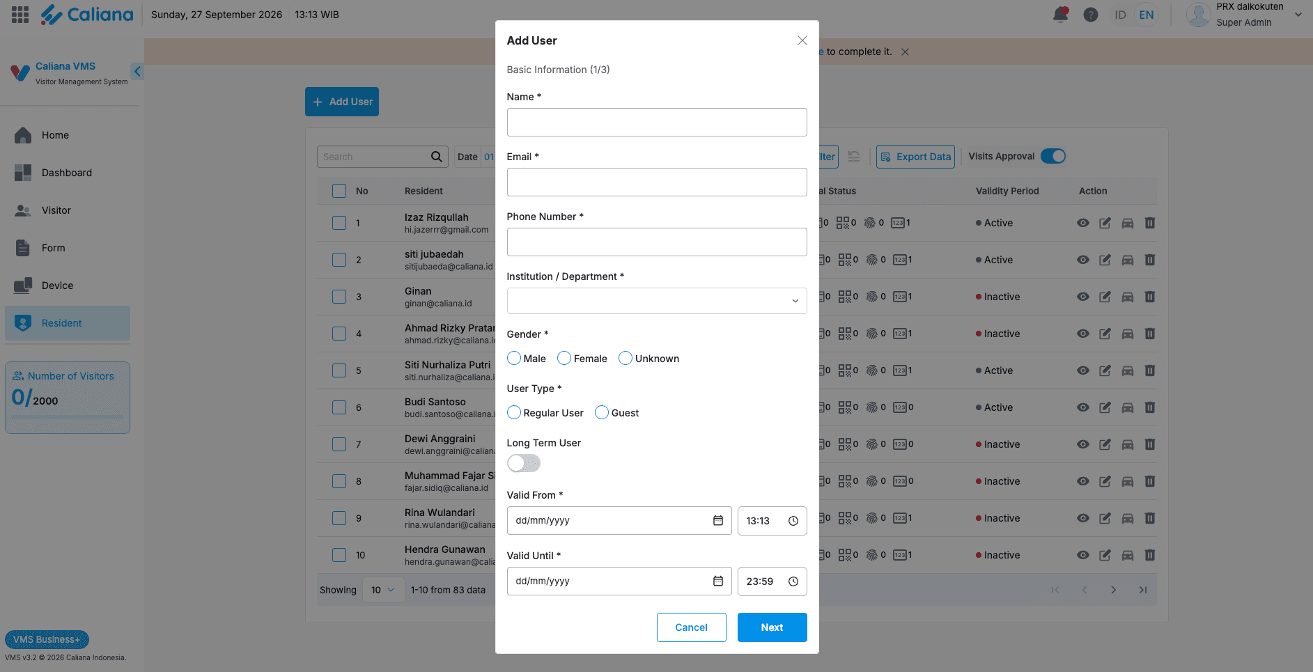Caliana VMS Backoffice (Visitor Management System Revamp) preview 5