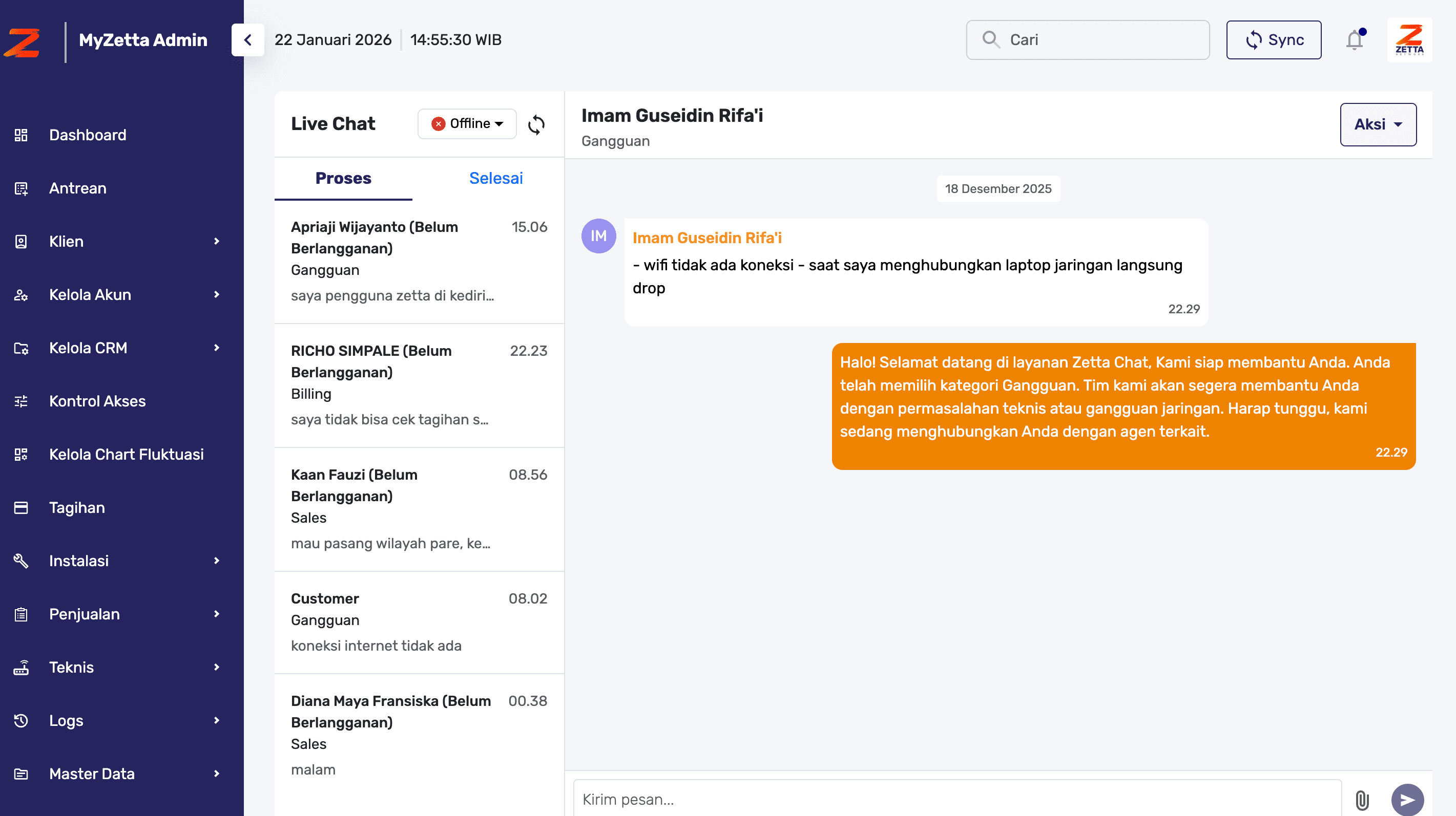 MyZetta — ISP Management Back-office preview 1